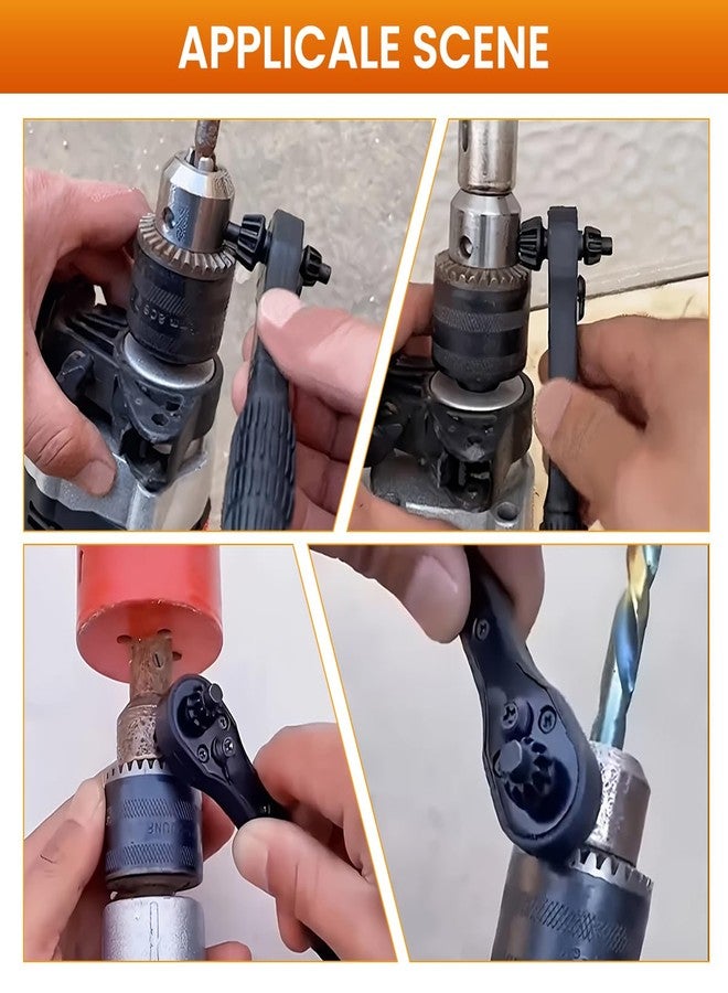Serplex®Drill Chuck Ratchet Spanner with 3 Sizes Drill Chuck Keys, 2-in-1 Universal Chuck Key Wrench, Steel Ratchet Spanner Tool for Power Tool, Anti-Slip Handle, High Torque Chuck Tool - Image 3
